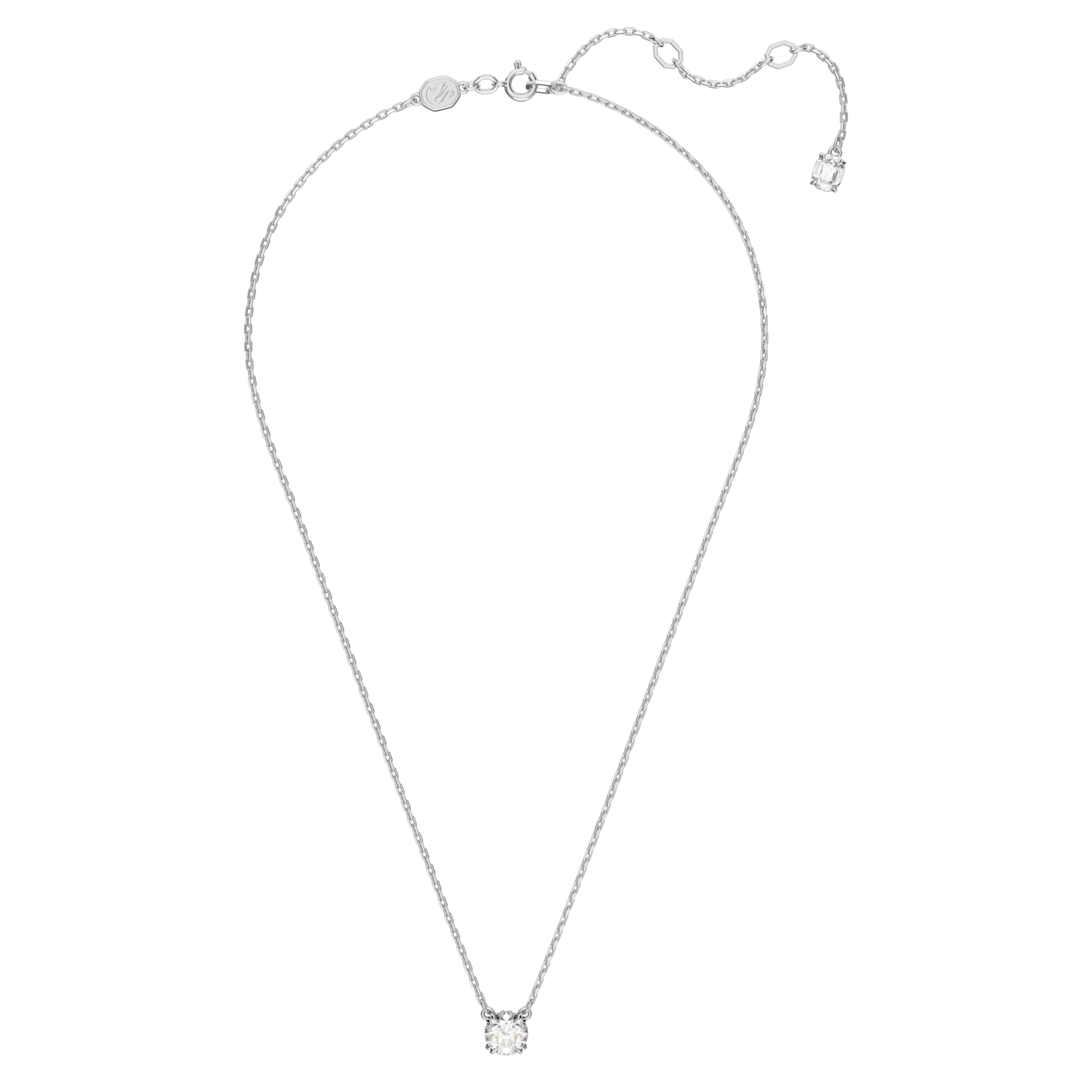 【Swarovski】Stilla 鏈墜 圓形切割, 白色, 鍍白金色  銀