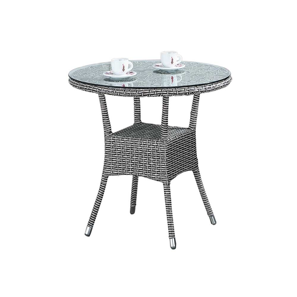 柏蒂家居-克德2尺休閒藤編玻璃圓型桌/戶外庭院桌/小型餐桌/洽談桌