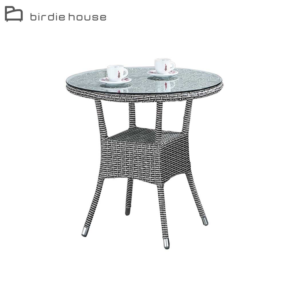 柏蒂家居-克德2尺休閒藤編玻璃圓型桌/戶外庭院桌/小型餐桌/洽談桌