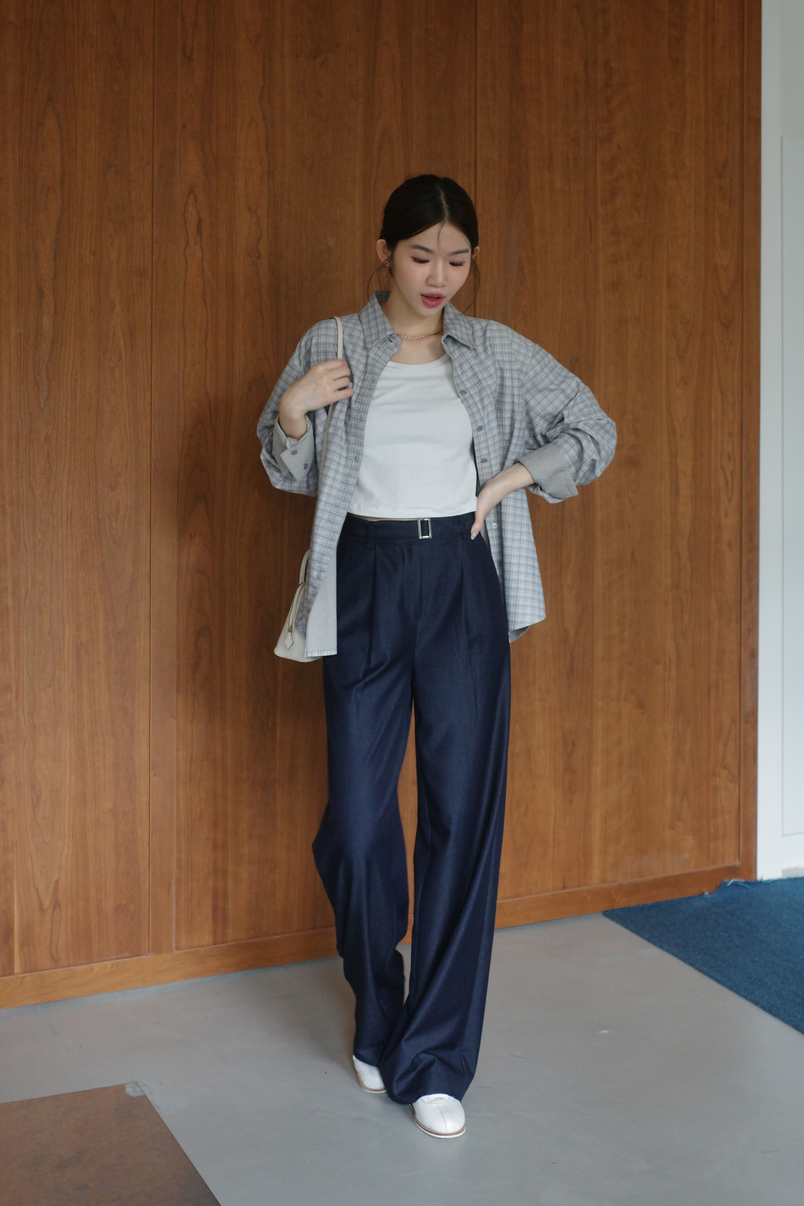 Gmade/丹寧染薄料活褶西裝直筒褲（附腰帶）-原色藍【短S.短M 5/20陸續出貨，其餘尺寸4/17陸續出貨】