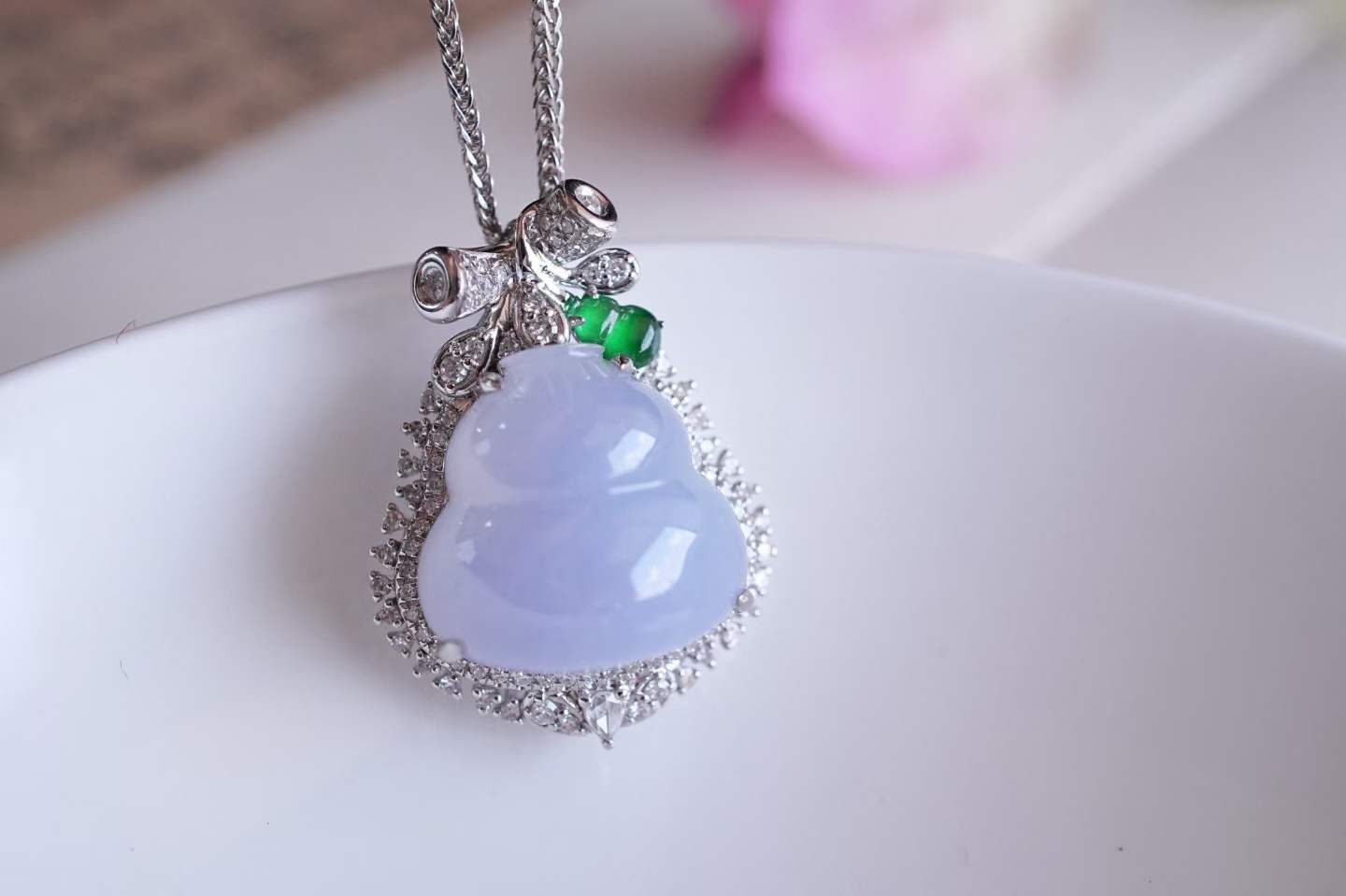 325815 翡翠冰紫羅蘭葫蘆吊墜