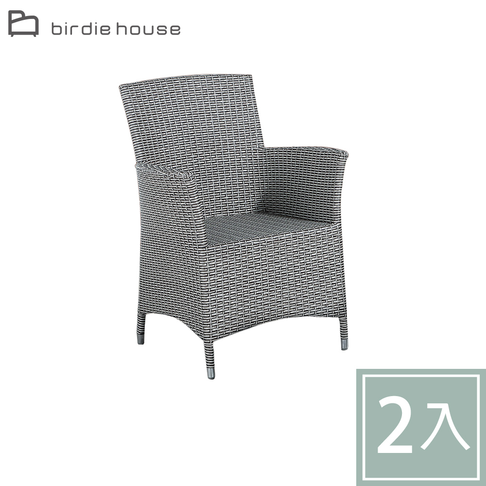 柏蒂家居-格文休閒扶手餐椅/陽台藤編椅/戶外庭院椅/洽談椅-二入組合