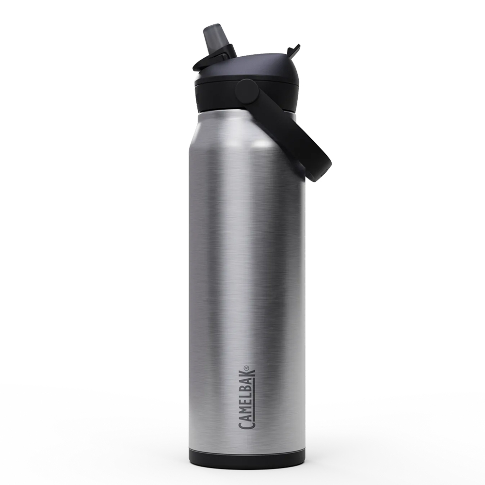【CamelBak】1000ml Flip Straw不鏽鋼多水吸管保溫瓶(保冰)-[黑、銀、綠、象牙白]