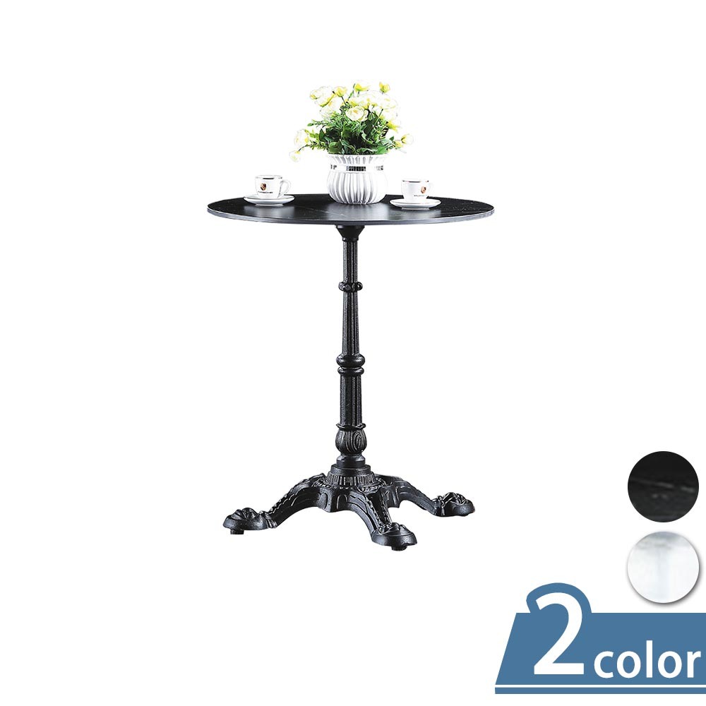 柏蒂家居-艾米堤2.3尺圓型岩板餐桌/休閒桌/洽談桌/小圓桌(兩色可選-黑色/白色)