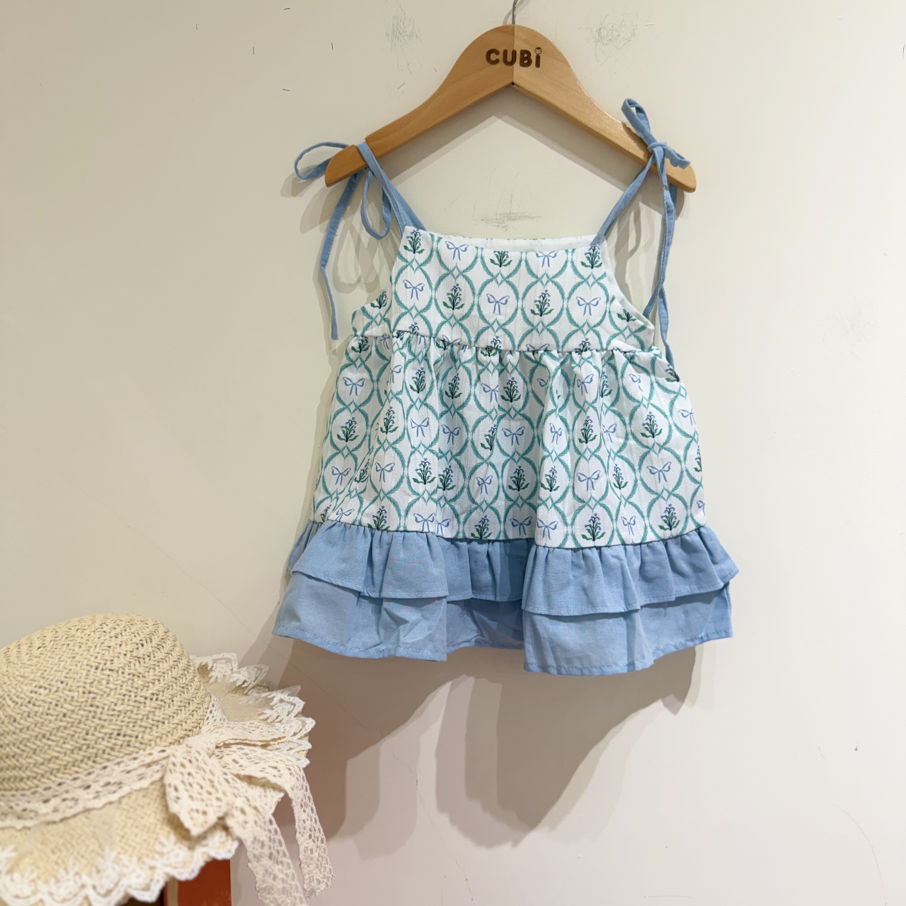 泰國-清新圖騰吊帶洋裝