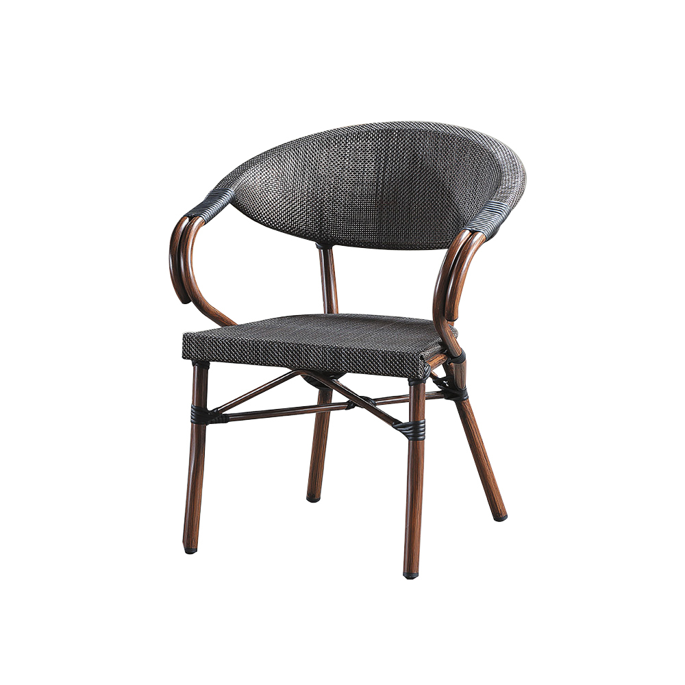 柏蒂家居-傑拉爾休閒扶手餐椅/陽台塑膠藤編造型椅/戶外庭院椅/洽談椅