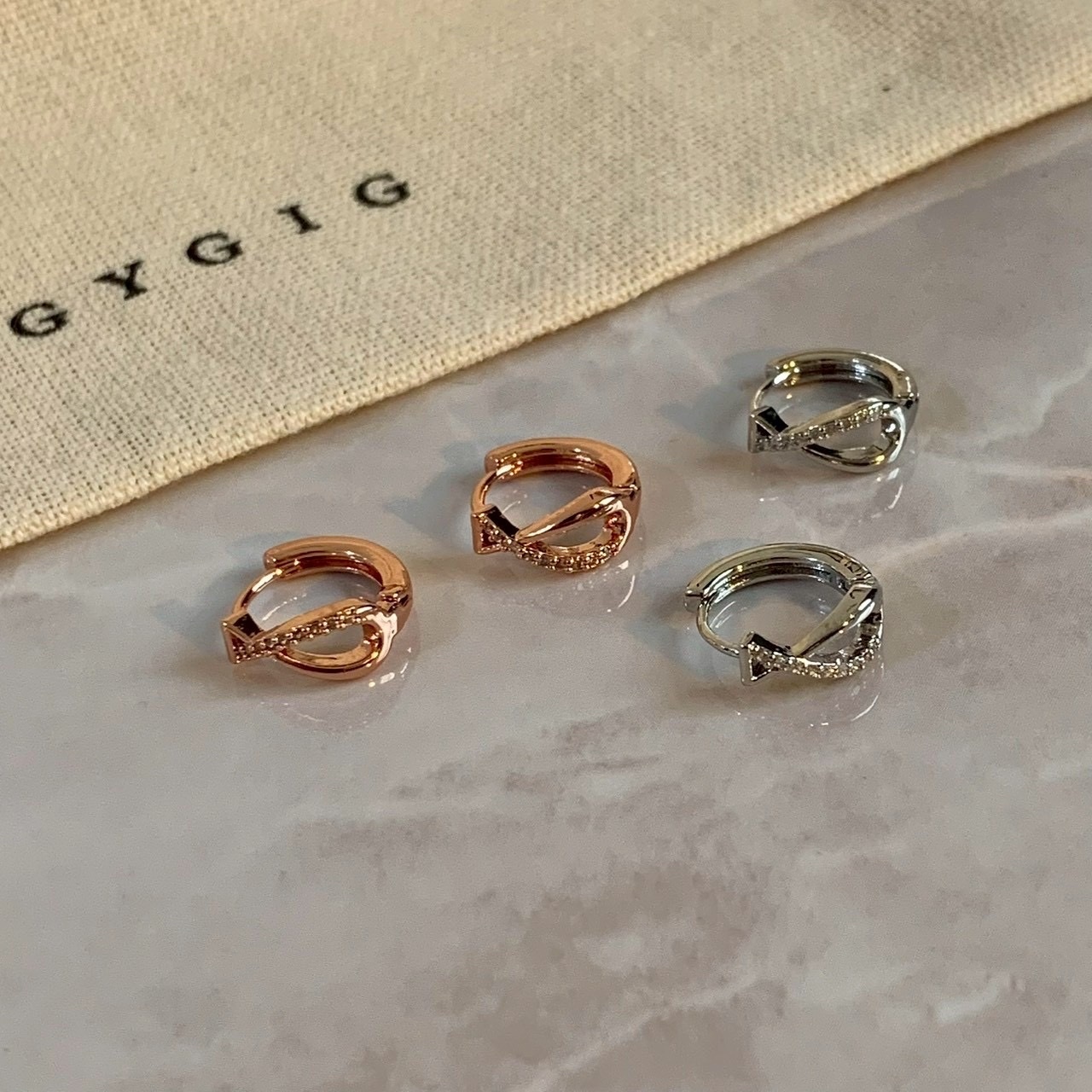 Gy”luv無盡浪漫永恆玫瑰金/白金耳釦釘