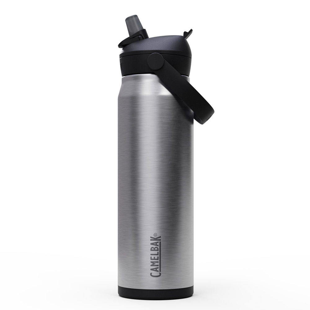 【CamelBak】750ml Flip Straw不鏽鋼多水吸管保溫瓶(保冰)-[黑、銀、綠、象牙白]