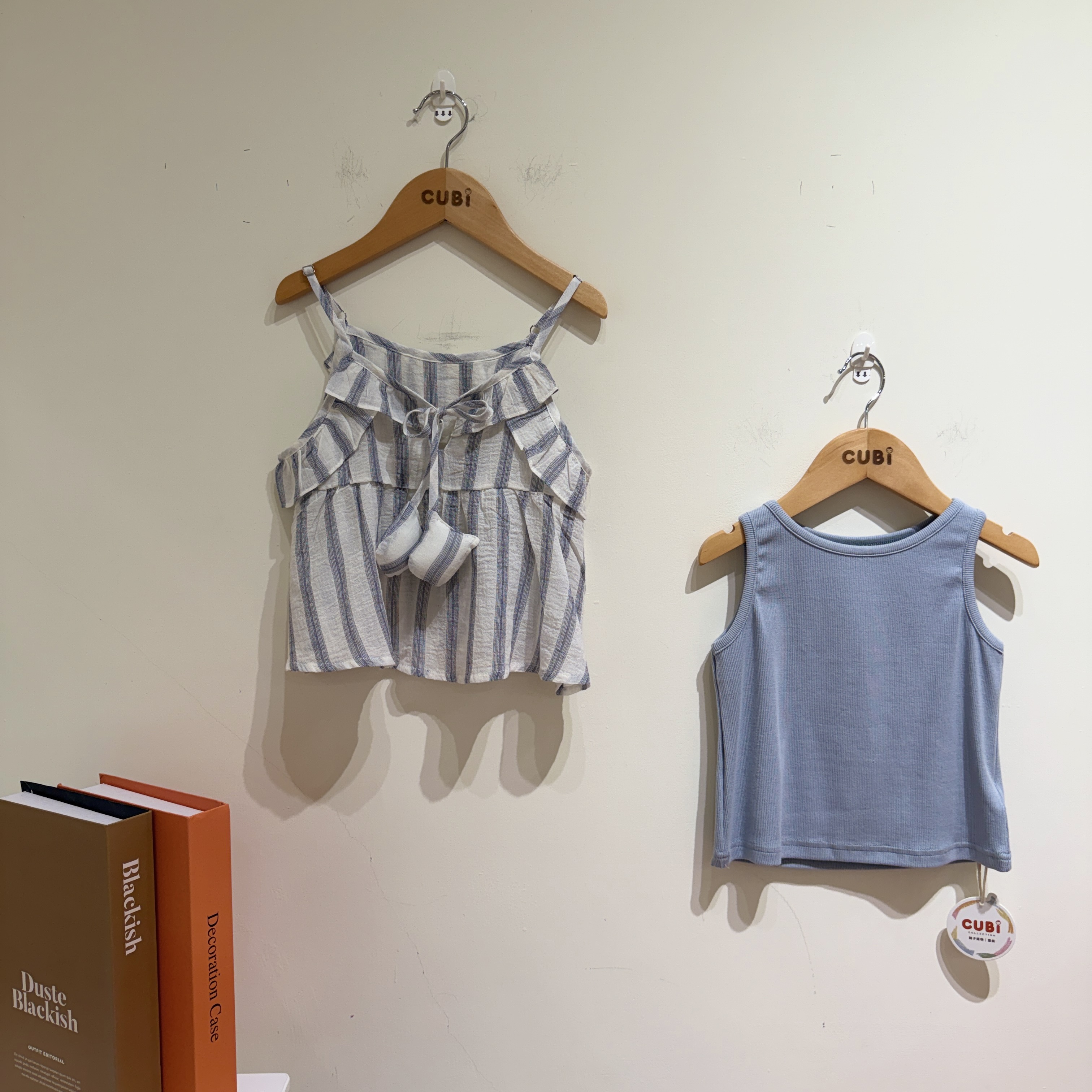 26夏 荷葉背心兩件套(霧藍條紋)