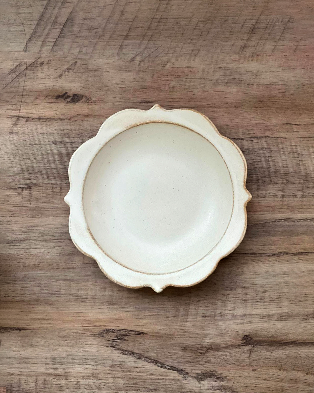 益子燒 太陽碟 白色 L｜職人 若林健吾