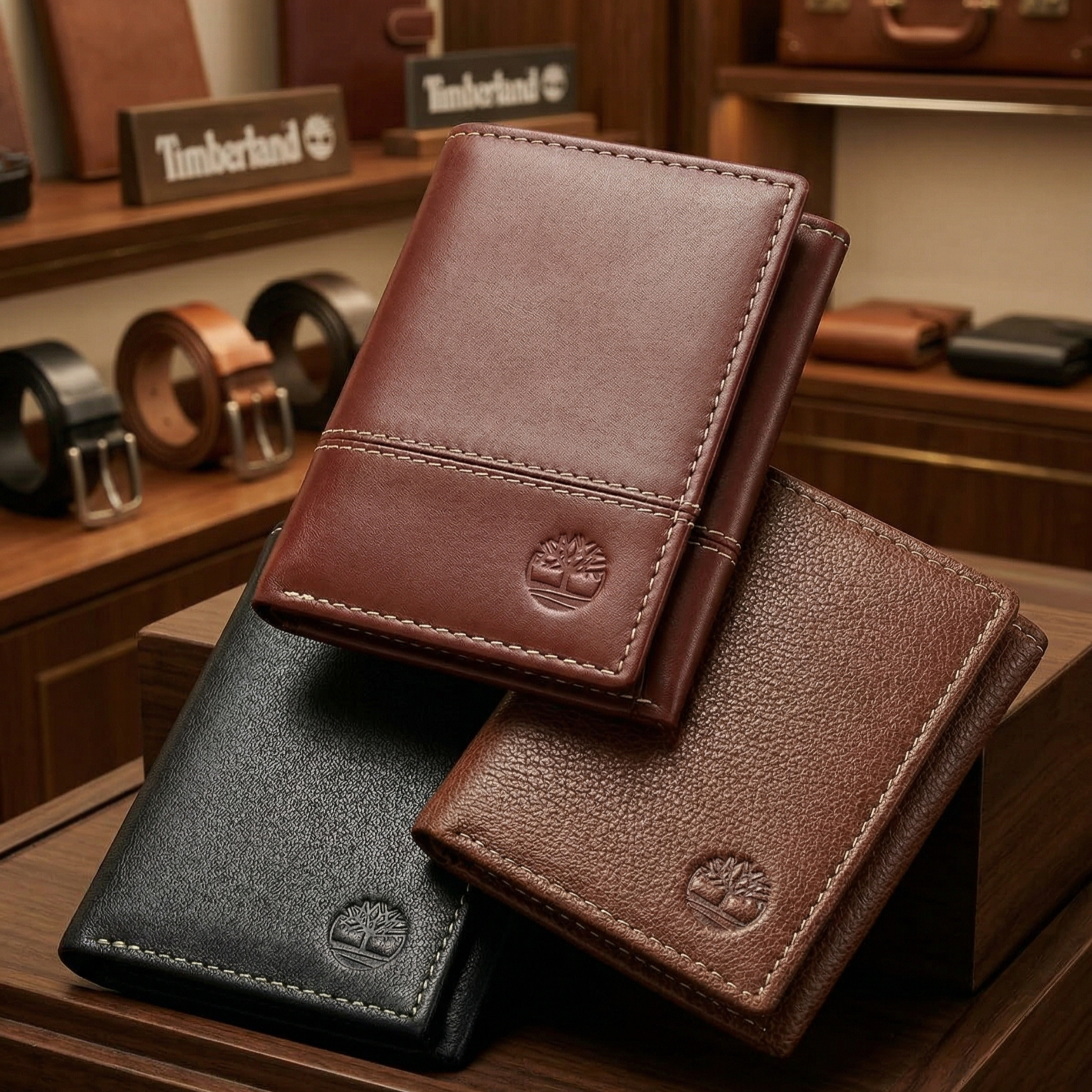 【預購】H040253  Timberland 男士真皮三折錢包