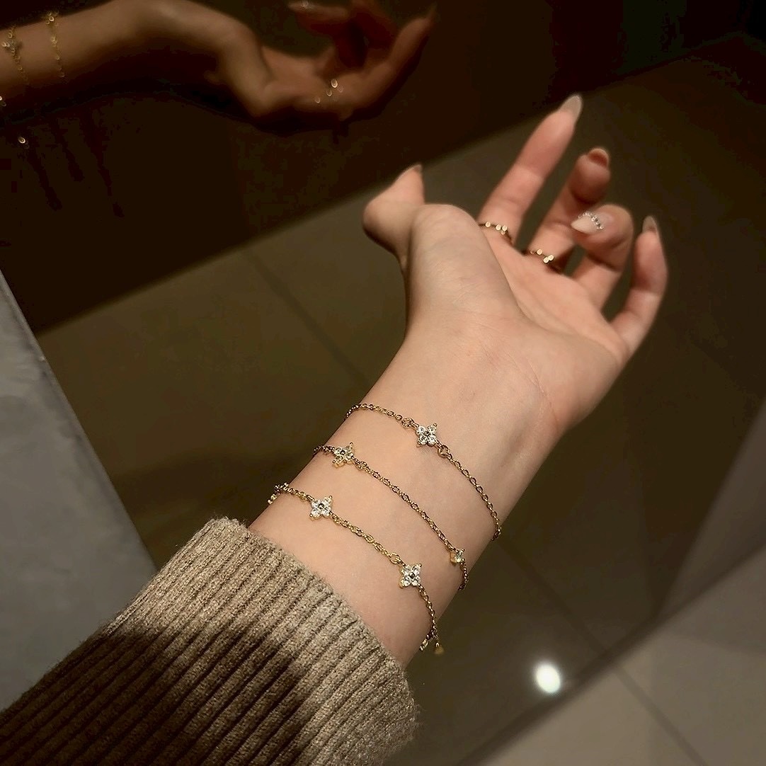 Gy”s925迷你小老花點鑽/低奢細手鍊