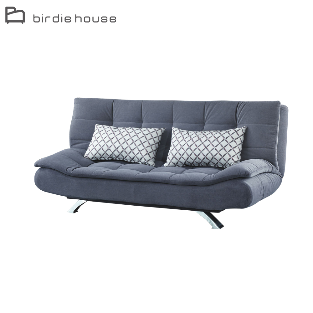 柏蒂家居-威格灰色布沙發床/雙人沙發/二人座沙發-贈抱枕