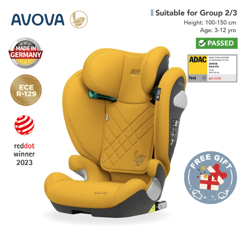 Avova - Sora-fix 汽車安全座椅 (R129 & CCC 安全標準)(適合約3-12歲/身高100-150cm) (沙灘黃)