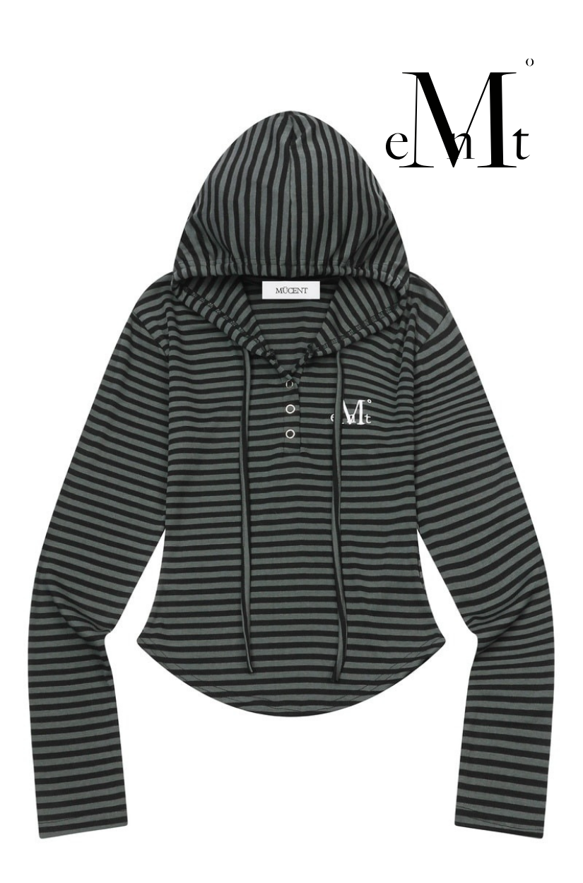 【 4/19收單 】MUCENT ASTON 條紋修身連帽上衣  韓國
