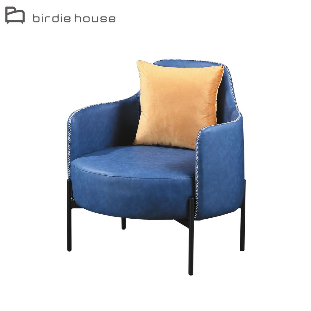 柏蒂家居-賈斯克皮沙發/休閒造型扶手椅/洽談椅/房間椅/單人沙發/一人座沙發/主人椅-贈抱枕