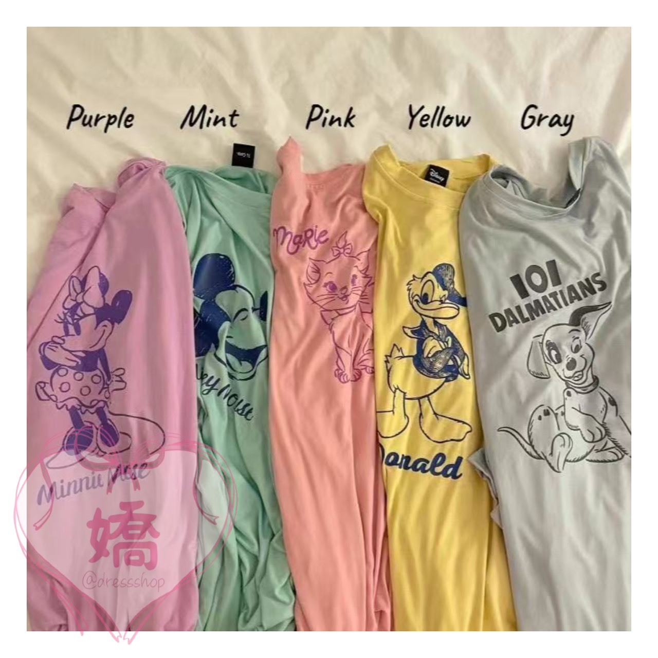 K14023迪士尼角色OPS(紫'綠'粉'黃'灰)