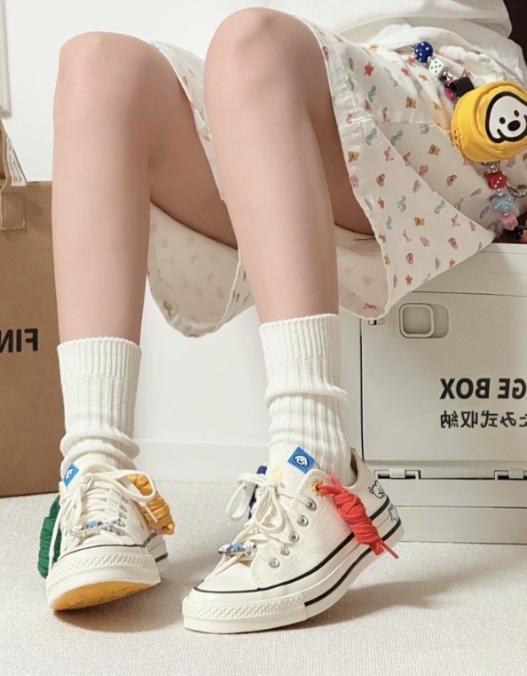 聯名款 CONVERSE x MATSUI CT70 奶白 多色鞋帶 插畫小狗 多巴胺 帆布鞋【A21362C】 CONMATSUI