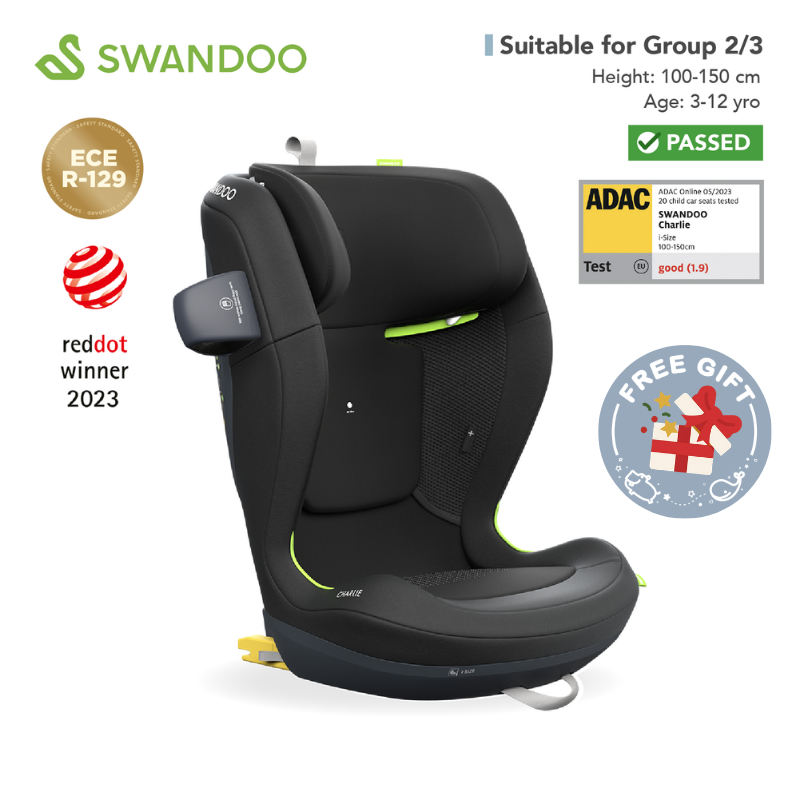 Swandoo - Charlie i-Size 增高型兒童安全座椅 (R129 & CCC 安全標準)(適合約3-12歲/身高100-150cm)