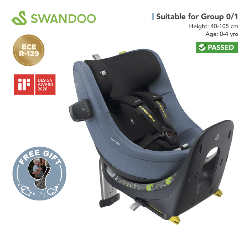 Swandoo - Marie5 i-Size 360°旋轉安全座椅(R129 & CCC 安全標準)(適合約0-4歲/身高40-105cm)(藍莓灰)