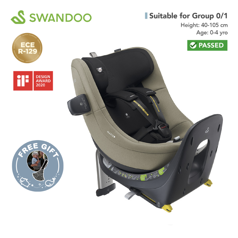 Swandoo - Marie5 i-Size 360°旋轉安全座椅(R129 & CCC 安全標準)(適合約0-4歲/身高40-105cm)(淺茶灰)
