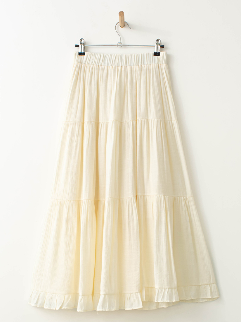 皺面流蘇綁帶荷葉長裙