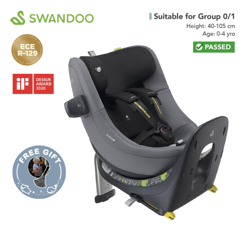 Swandoo - Marie5 i-Size 360°旋轉安全座椅(R129 & CCC 安全標準)(適合約0-4歲/身高40-105cm)(芝麻灰)