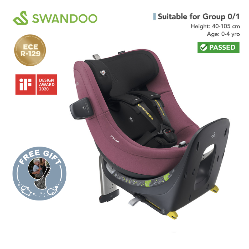 Swandoo - Marie5 i-Size 360°旋轉安全座椅(R129 & CCC 安全標準)(適合約0-4歲/身高40-105cm)(水果紅)