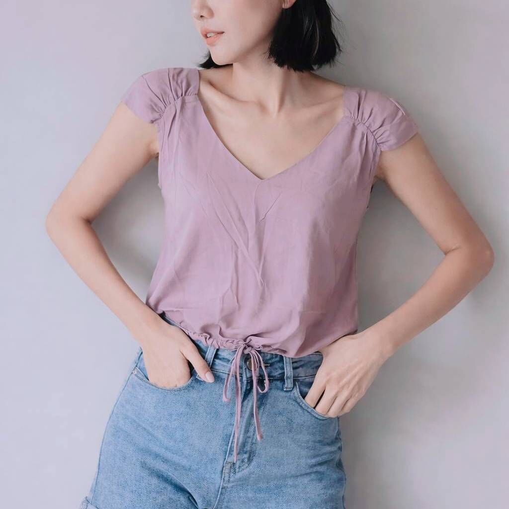 VR033-V領抓皺綁帶背心