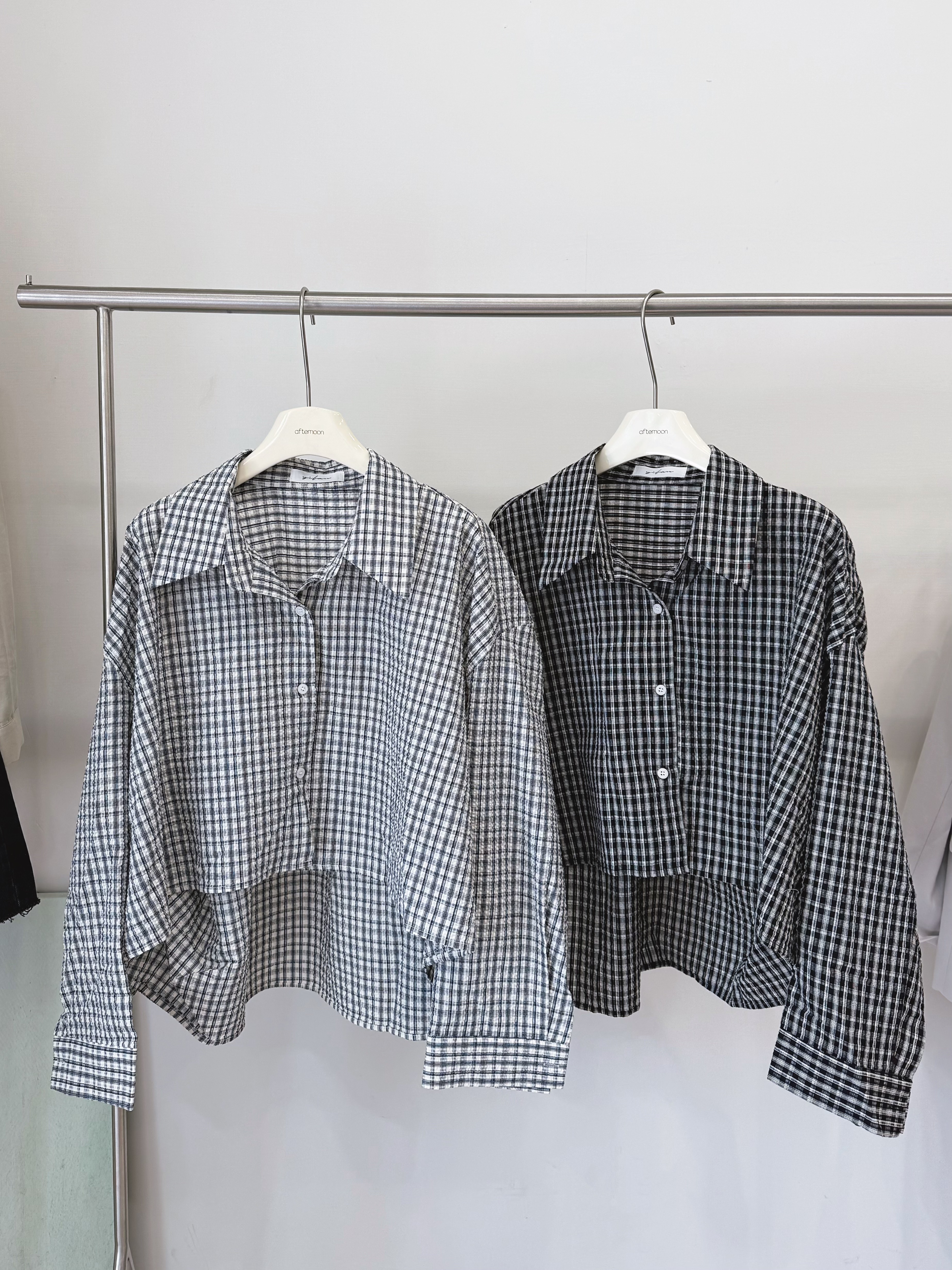 280 前短後長格紋襯衫