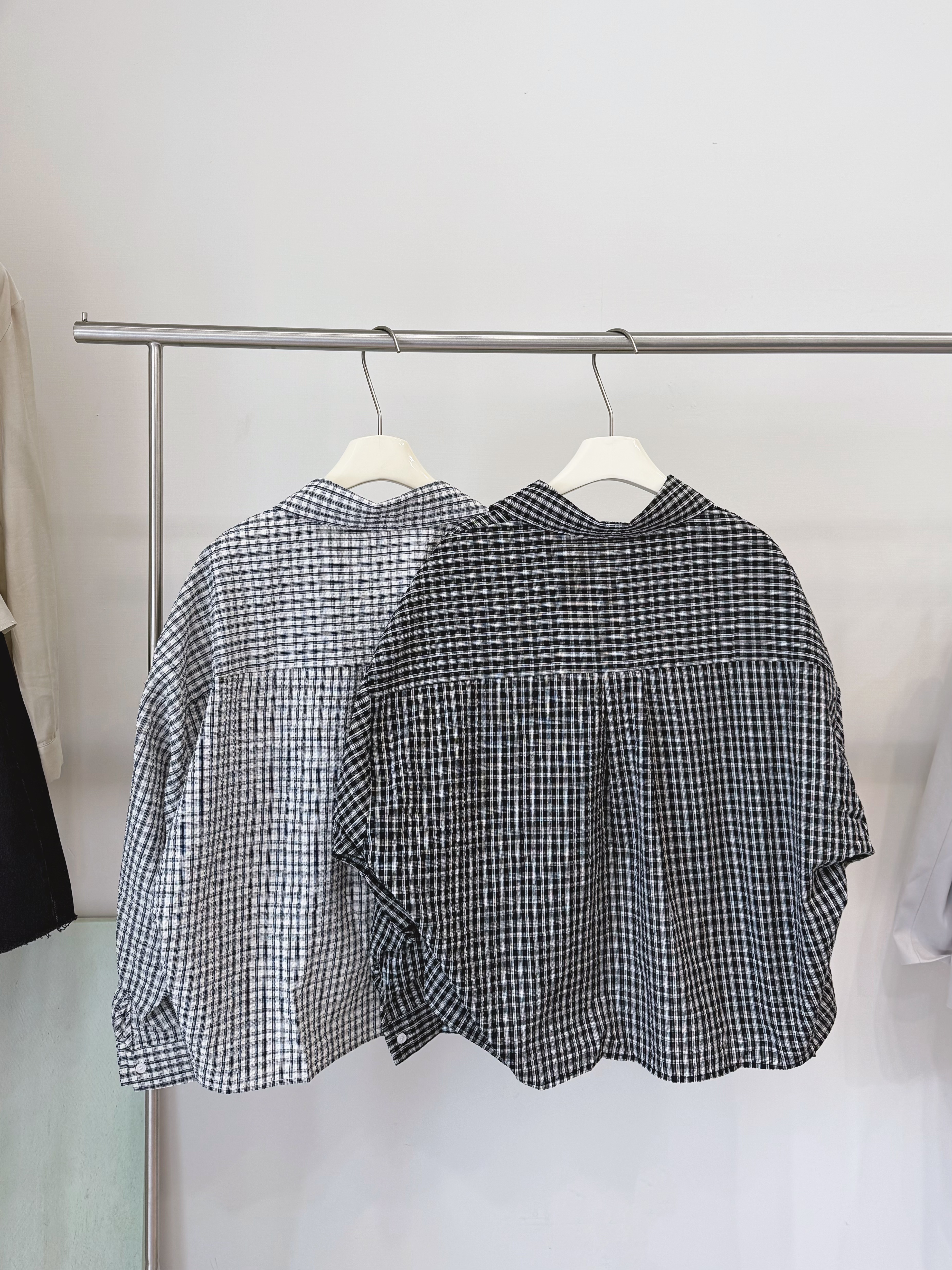 280 前短後長格紋襯衫