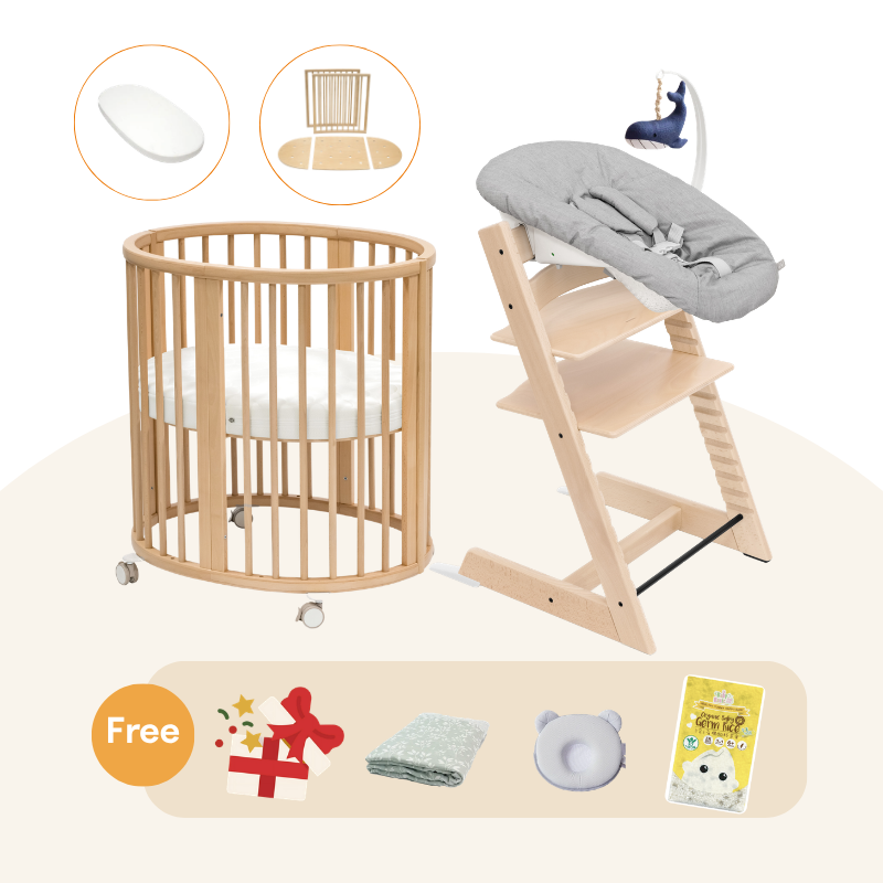 ⭐️Stokke - Tripp Trapp® 櫸木成長椅 & Sleepi™ V3迷你床初生套裝