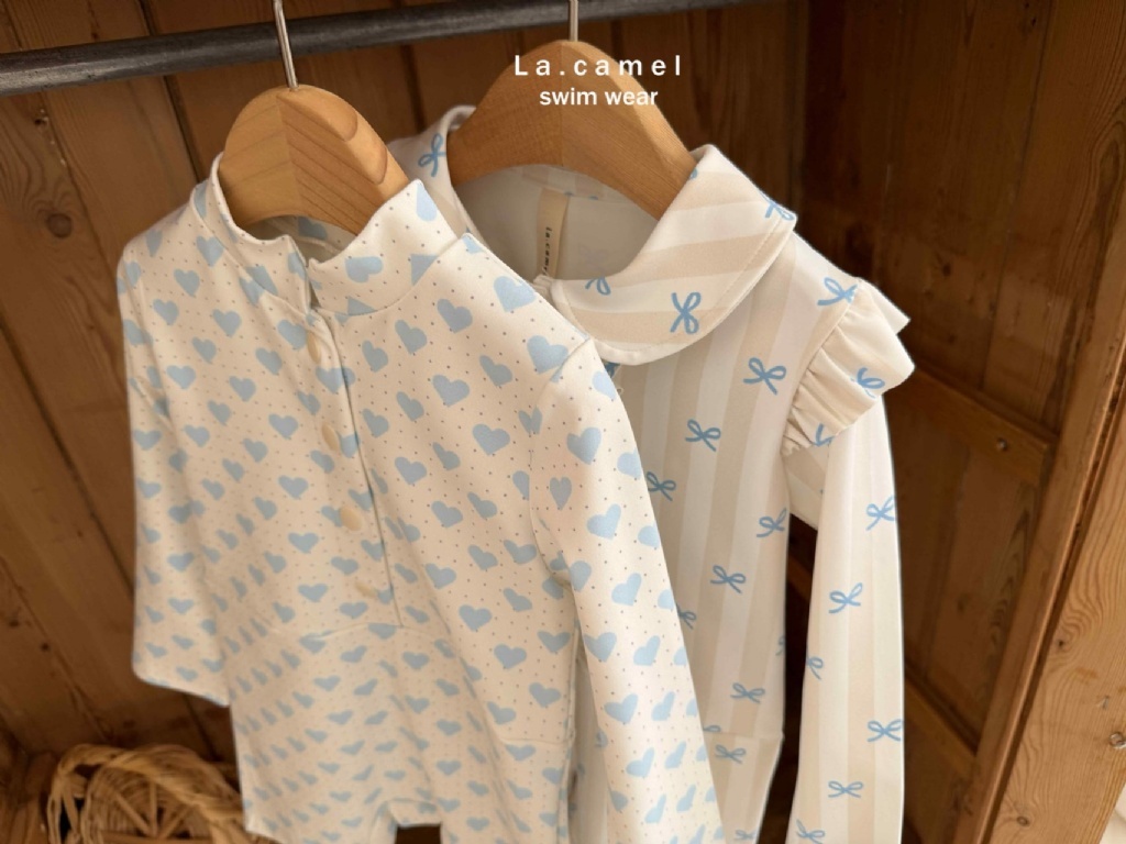 正韓夏Lacamel 寶寶藍愛心泳衣