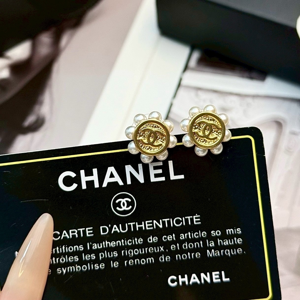 18k”香奶奶26p春夏金幣珍珠小花雙c/高奢定製耳釘