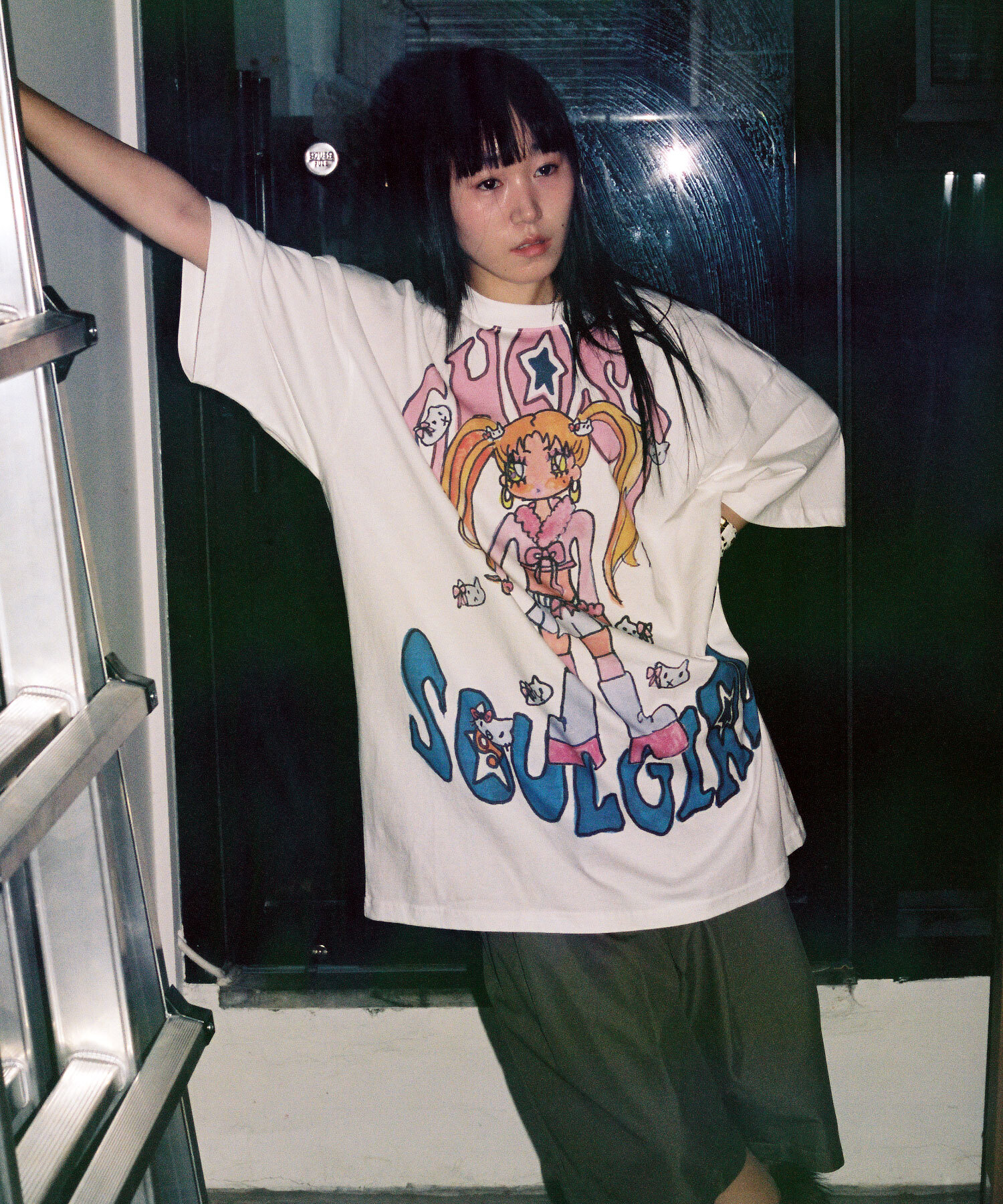 Niceghostclub x soulpusssy cat ghostsoulgirl gyaru big big tee 靈魂女孩 短袖 短T