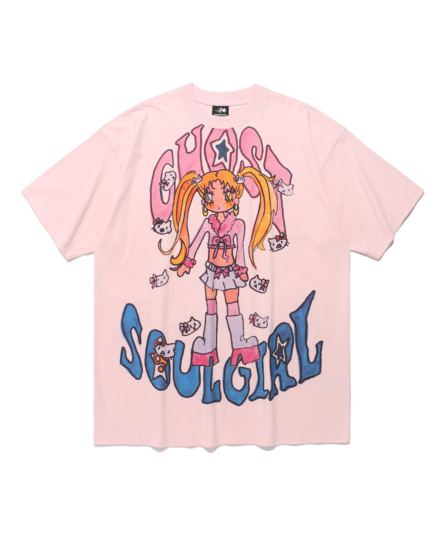 Niceghostclub x soulpusssy cat ghostsoulgirl gyaru big big tee 靈魂女孩 短袖 短T