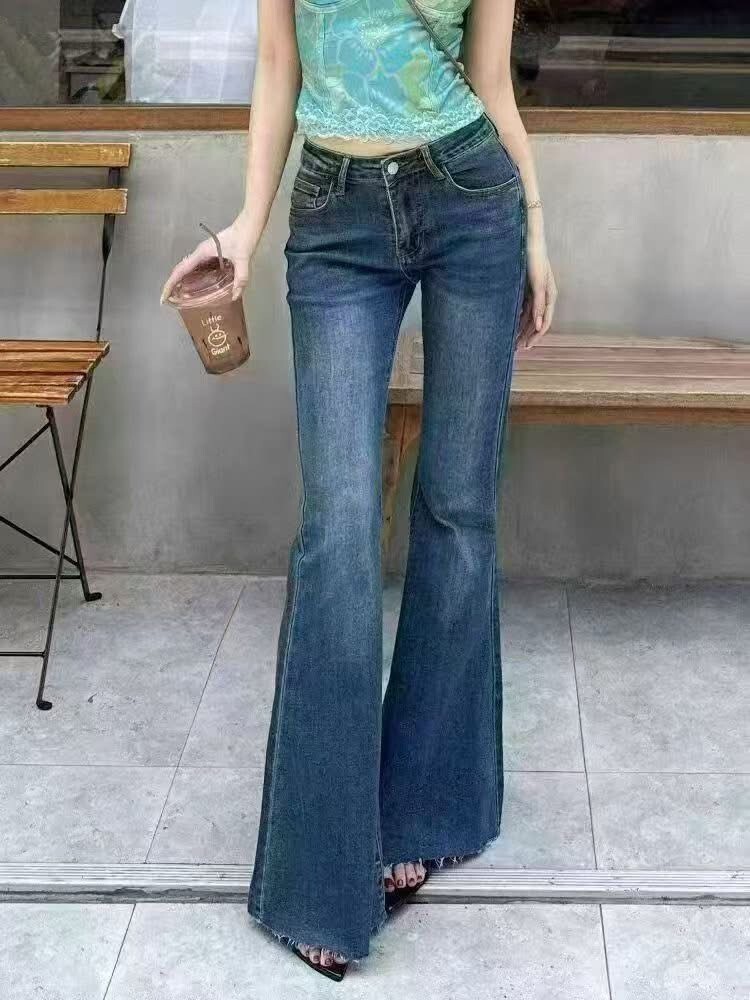 0319 鬚邊彈力爆瘦喇叭褲