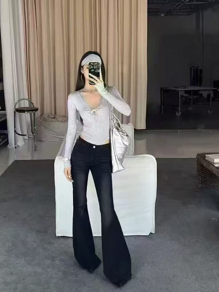 0319 鬚邊彈力爆瘦喇叭褲