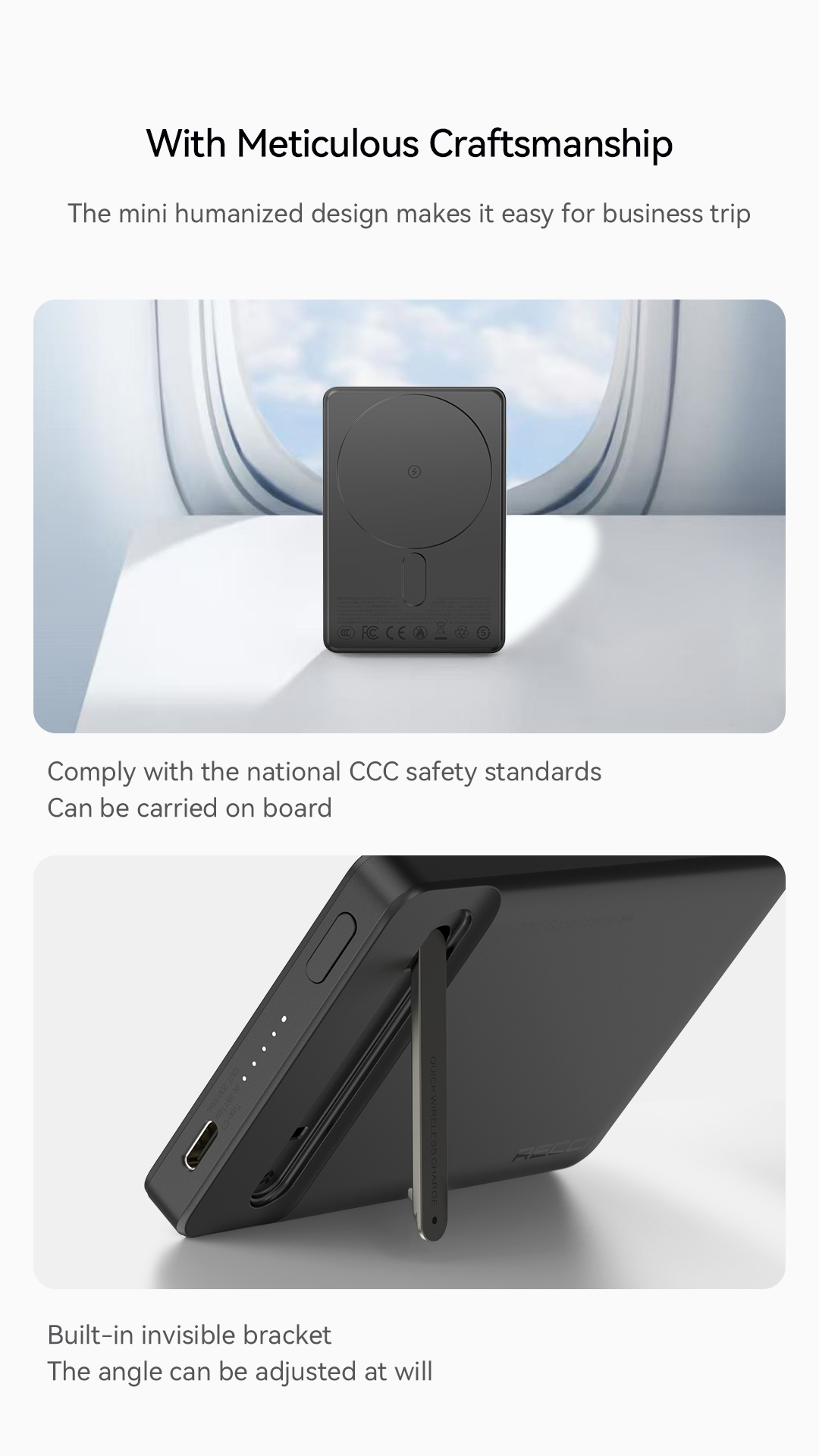 Recci 10000mAh PD 20W 2-in-1 USB-C Magnetic Power Bank with Cable RPB-W38