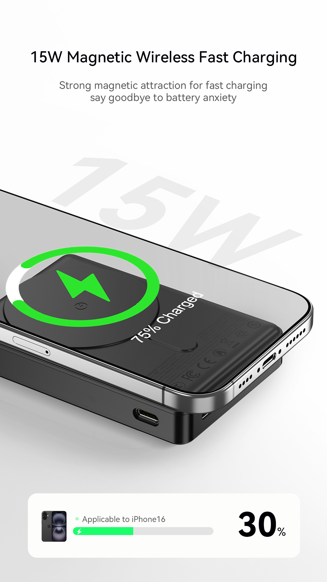 Recci 10000mAh PD 20W 2-in-1 USB-C Magnetic Power Bank with Cable RPB-W38