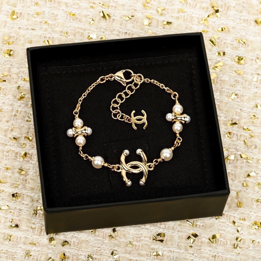 18k”香奶奶26p金鈴珠珍珠雙c”高奢定製一體式手鍊
