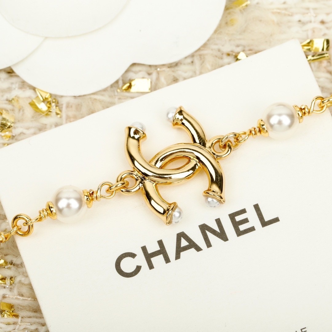 18k”香奶奶26p金鈴珠珍珠雙c”高奢定製一體式手鍊