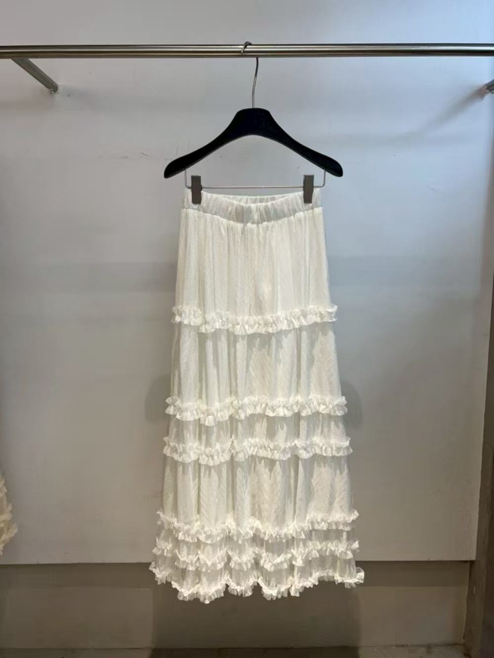 131 浪漫仙氣木耳邊網紗長裙