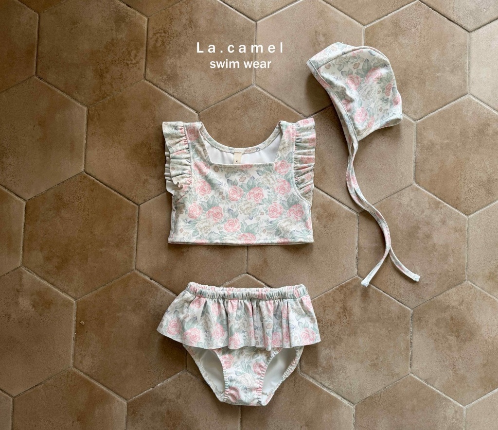 正韓夏Lacamel 彩色花套裝式泳衣
