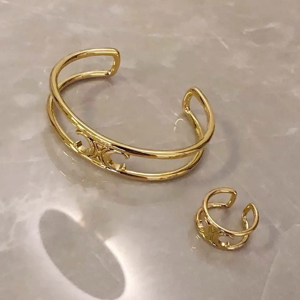 18k”ce金凱旋門鏤空立體框開口手鐲/戒指’高奢定製系列