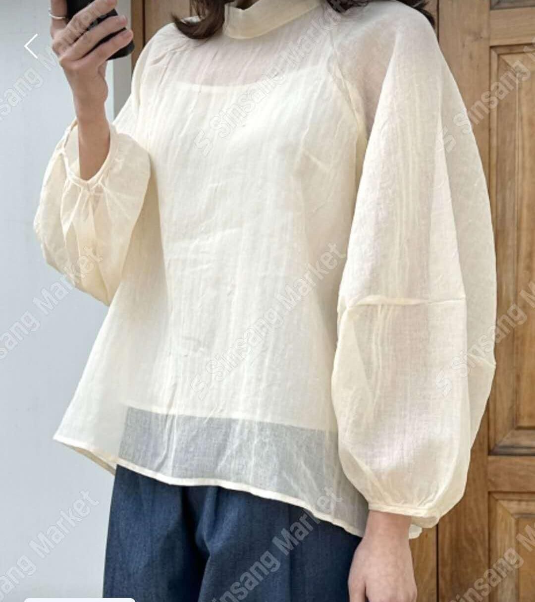 CC49 混棉麻後綁結公主上衣 *上衣+打底*