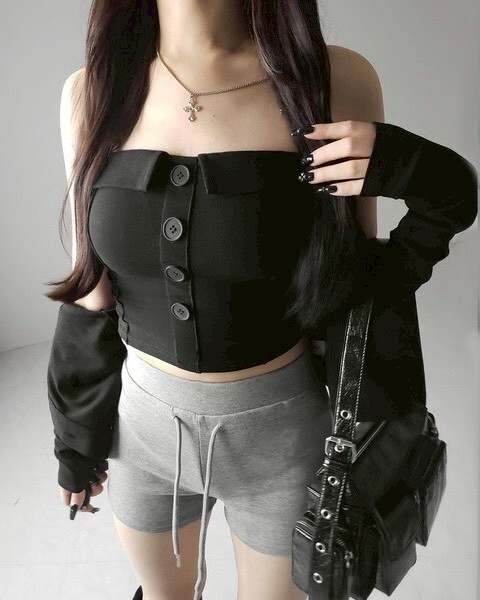 平口反領排釦罩杯背心+小外套