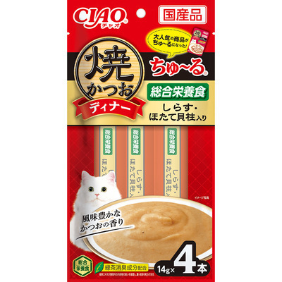 [*任選11件$138*] CIAO 烤鰹魚晚餐系列 吻仔魚+扇貝 (14gx4支裝)