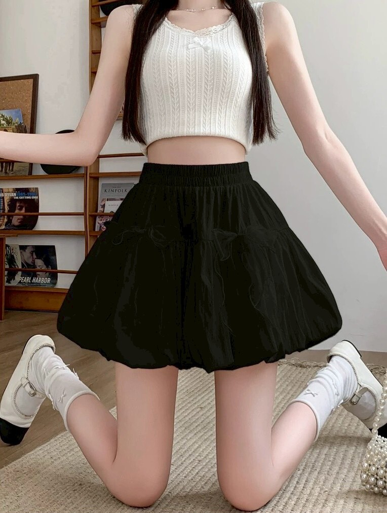 立體蕾絲蝴蝶結泡泡褲裙