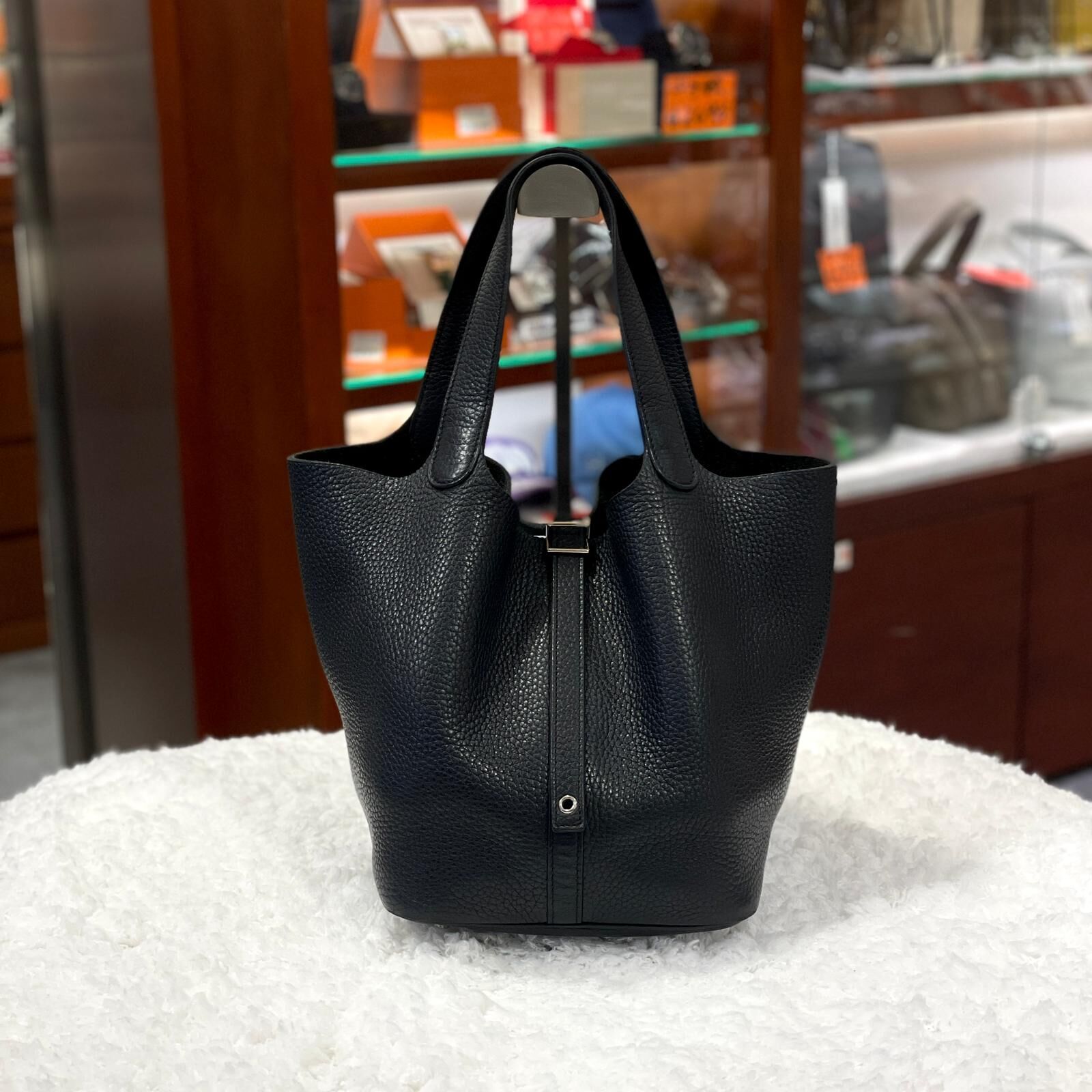 95%NEW二手HERMES PICOTIN 22 X刻 NOIR PHW TC 黑色銀扣 #菜籃子 #P22 #香榭站正品